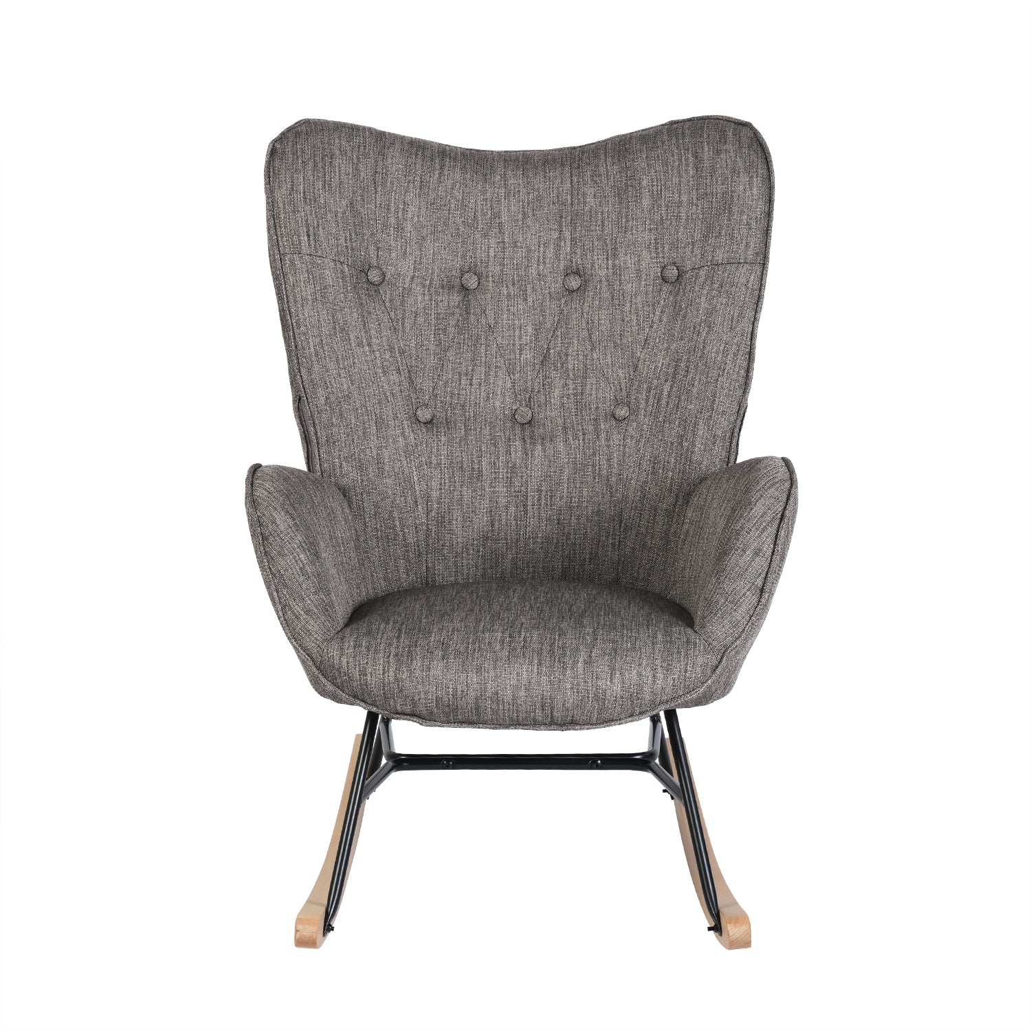 Comfortable rocking chair in dark gray fabric with armrests and padded back - EPPING DARK GRAY