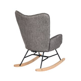 Comfortable rocking chair in dark gray fabric with armrests and padded back - EPPING DARK GRAY