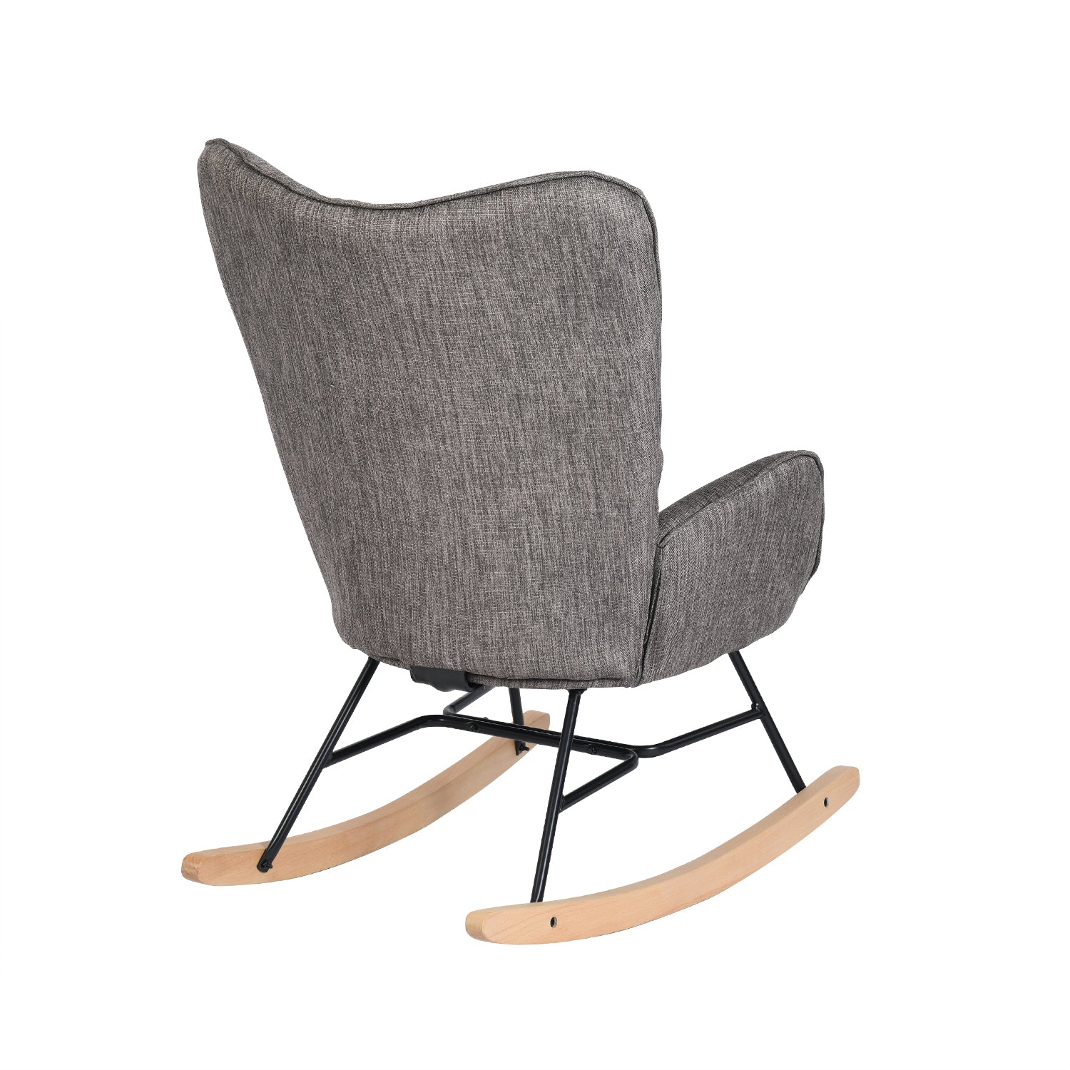 Comfortable rocking chair in dark gray fabric with armrests and padded back - EPPING DARK GRAY