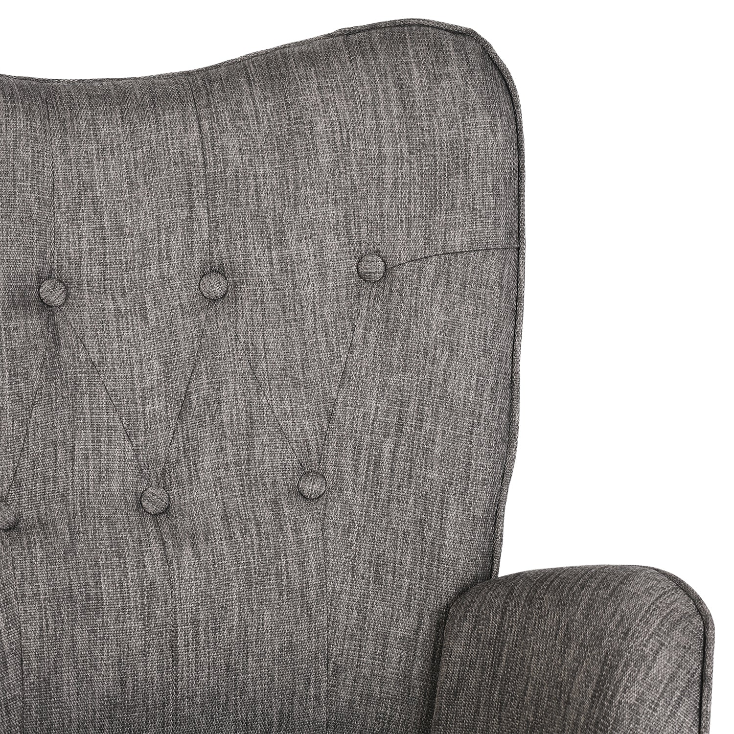 Comfortable rocking chair in dark gray fabric with armrests and padded back - EPPING DARK GRAY