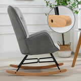 Scandinavian nursing rocking chair with padded gray fabric armrests - EPPING