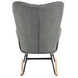 Scandinavian rocking chair in gray fabric with armrests and padded back - EPPING FABRIC GRAY NATURE WOOD LEG