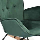 Comfortable rocking chair in dark green velvet - EPPING KD VELVET GREEN WOOD LEG