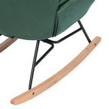 Comfortable rocking chair in dark green velvet - EPPING KD VELVET GREEN WOOD LEG