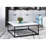 Square coffee table with industrial style, metal structure and imitation marble top - FACTO SQUARE COFFEE TABLE MARBLE