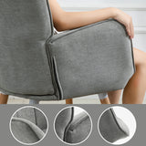 Scandinavian armchair with armrests in gray fabric with stitching - Funkel