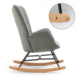 Scandinavian nursing rocking chair with gray fabric armrests with stitching - FUNKEL