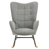 Comfortable Scandinavian nursing rocking chair in gray fabric - FUNKEL FABRIC GRAY ROCK