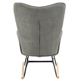 Comfortable Scandinavian nursing rocking chair in gray fabric - FUNKEL FABRIC GRAY ROCK