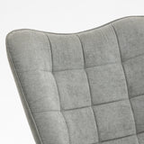 Fauteuil à bascule allaitement scandinave avec accoudoirs en tissu gris à surpiqûres - FUNKEL