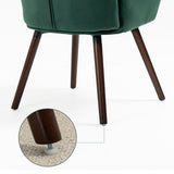 Fauteuil scandinave avec accoudoirs en velours vert à surpiqûres - FUNKEL