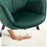 Scandinavian armchair with comfortable back and green velvet armrests with stitching - FUNKEL