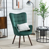 Fauteuil scandinave avec accoudoirs en velours vert à surpiqûres - FUNKEL