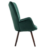 Scandinavian armchair with armrests in green velvet with stitching - FUNKEL