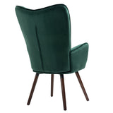 Fauteuil scandinave avec accoudoirs en velours vert à surpiqûres - FUNKEL