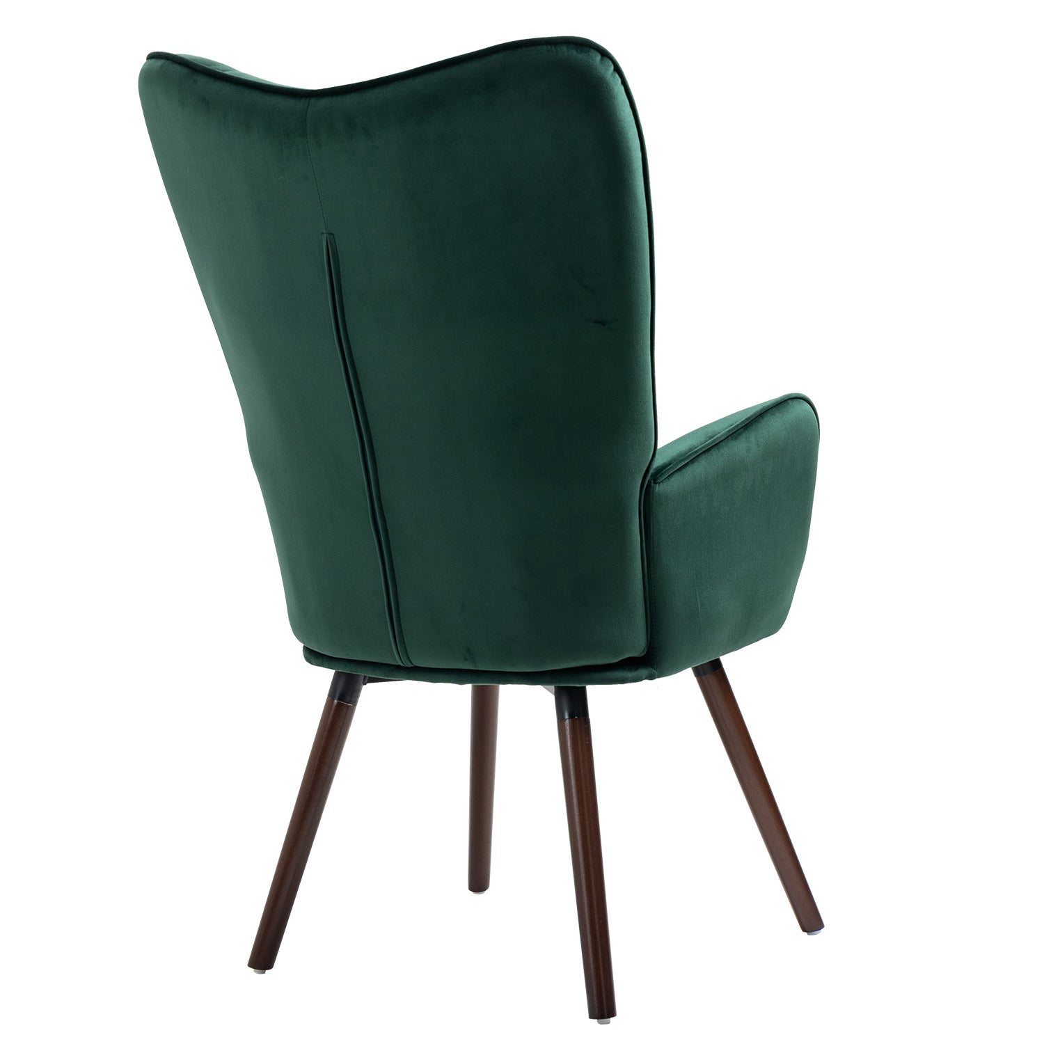 Scandinavian armchair with comfortable back and green velvet armrests with stitching - FUNKEL