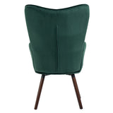 Sillón escandinavo con reposabrazos en terciopelo verde con costuras - FUNKEL