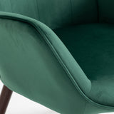 Sillón escandinavo con reposabrazos en terciopelo verde con costuras - FUNKEL