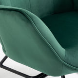 Comfortable retro nursing rocking chair upholstered in dark green velvet with stitching - FUNKEL VELVET GREEN FABRIC ROCK