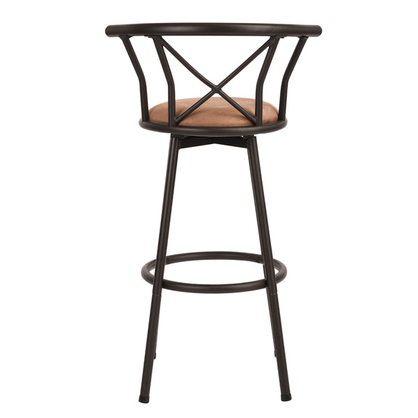 Set of 2 industrial style kitchen bar stools with mocha-colored metal legs, 360° seat and footrest - HAILEY 29 INCH BROWN 2PCS