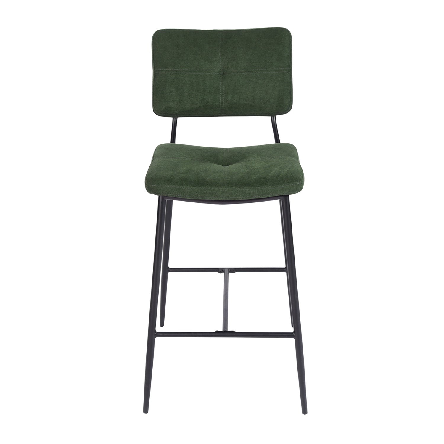 Lot de 2 tabourets de bar industriels avec dossier en tissu vert - INDEPENDENCE BAR