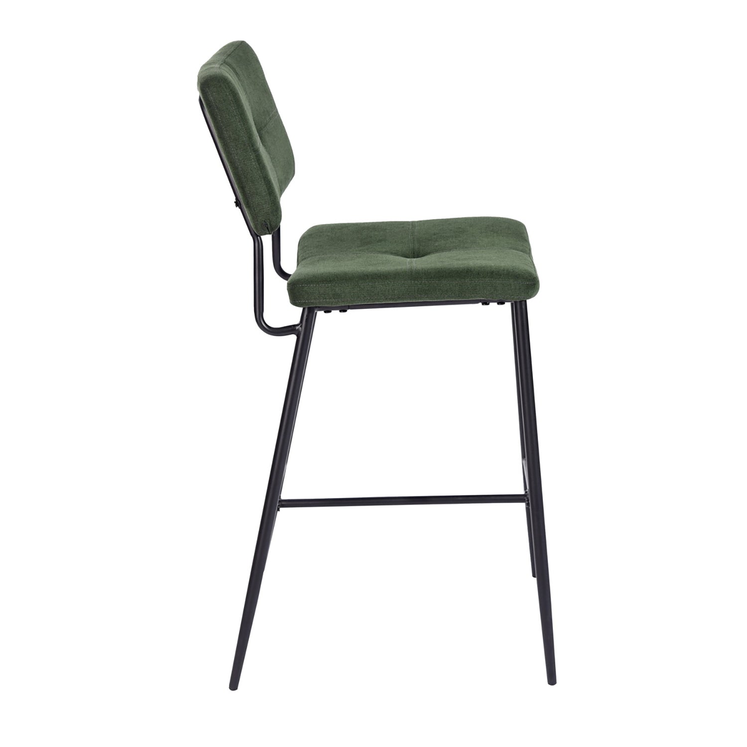 Set of 2 industrial bar stools with green fabric back - INDEPENDENCE BAR