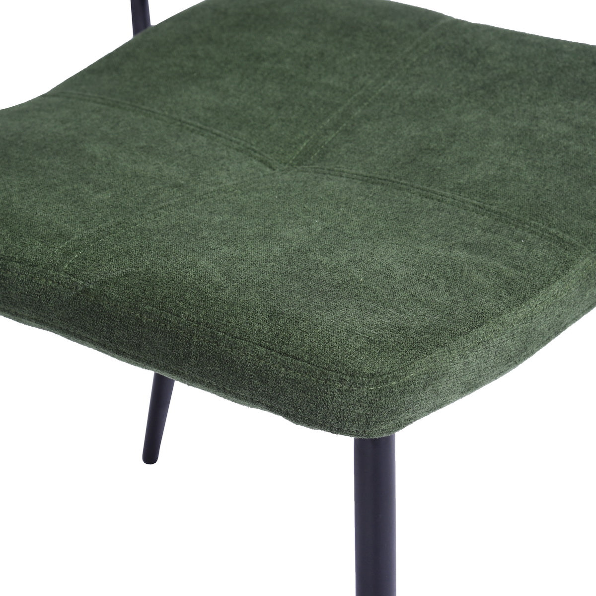 Set of 2 retro vintage industrial dining room chairs in green fabric - KAROMI