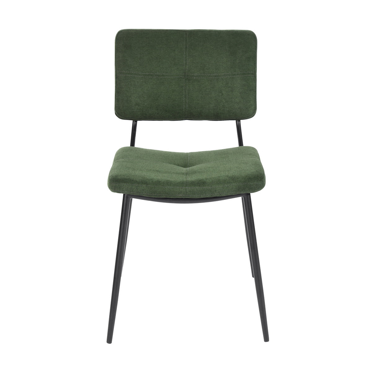 Set of 2 retro vintage industrial dining room chairs in green fabric - KAROMI