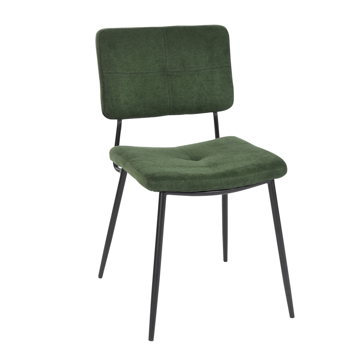 Set of 2 retro vintage industrial dining room chairs in green fabric - KAROMI