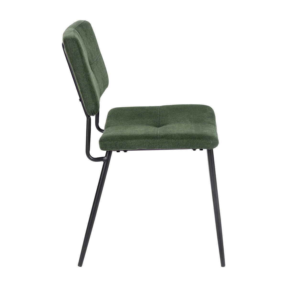 Lot de 2 chaises rétro vintage de salle à manger industriel en tissu vert - KAROMI