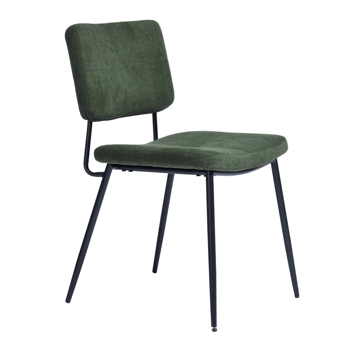 Set of 2 retro vintage industrial dining room chairs in green fabric - KAROMI