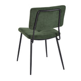 Lot de 2 chaises rétro vintage de salle à manger industriel en tissu vert - KAROMI