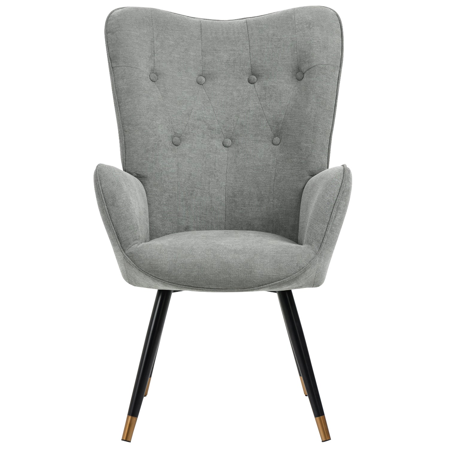 Scandinavian armchair padded with comfortable back with gray fabric armrests, black and gold metal legs - KAS FABRIC GRAY BLACK GOLD LEG