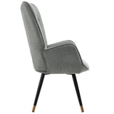 Scandinavian armchair padded with comfortable back with gray fabric armrests, black and gold metal legs - KAS FABRIC GRAY BLACK GOLD LEG