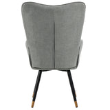 Scandinavian armchair padded with comfortable back with gray fabric armrests, black and gold metal legs - KAS FABRIC GRAY BLACK GOLD LEG