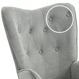 Sillón escandinavo con cómodo respaldo y reposabrazos en tela gris - KAS FABRIC GREY NATURE WOOD