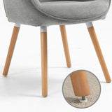 Fauteuil scandinave capitonné dossier confortable avec accoudoirs en tissu gris - KAS FABRIC GREY NATURE WOOD