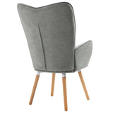 Scandinavian armchair with comfortable backrest and armrests in gray fabric - KAS FABRIC GRAY NATURE WOOD