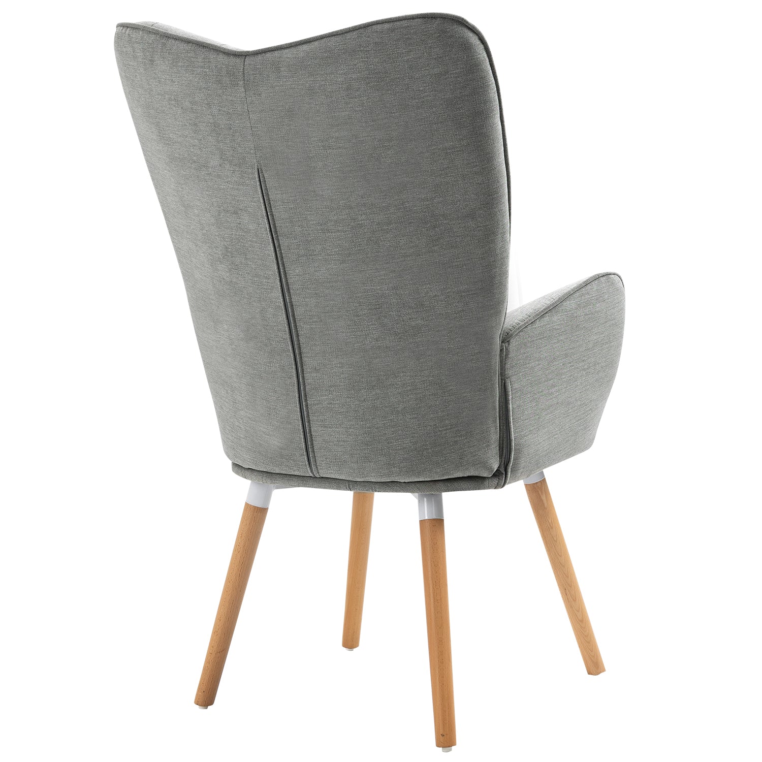 Fauteuil scandinave capitonné dossier confortable avec accoudoirs en tissu gris - KAS FABRIC GREY NATURE WOOD