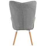 Fauteuil scandinave capitonné dossier confortable avec accoudoirs en tissu gris - KAS FABRIC GREY NATURE WOOD