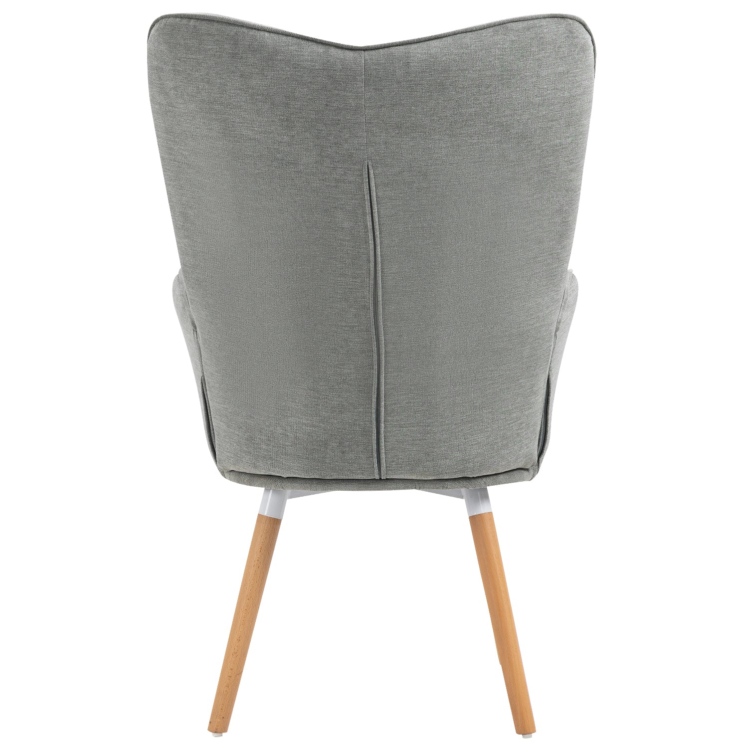 Sillón escandinavo con cómodo respaldo y reposabrazos en tela gris - KAS FABRIC GREY NATURE WOOD