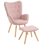 Set of Scandinavian armchair and footstool in pink fabric - KAS OTTOMAN FABRIC PINK