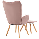 Set of Scandinavian armchair and footstool in pink fabric - KAS OTTOMAN FABRIC PINK