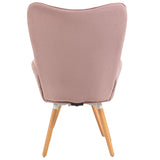 Set of Scandinavian armchair and footstool in pink fabric - KAS OTTOMAN FABRIC PINK