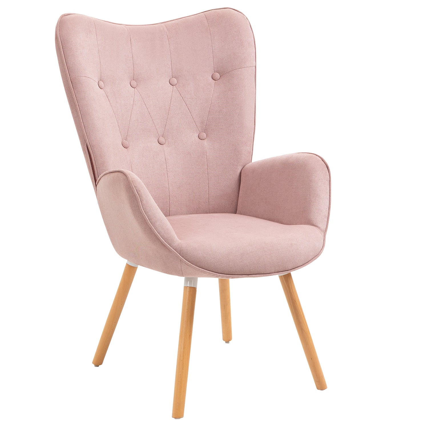 Set of Scandinavian armchair and footstool in pink fabric - KAS OTTOMAN FABRIC PINK