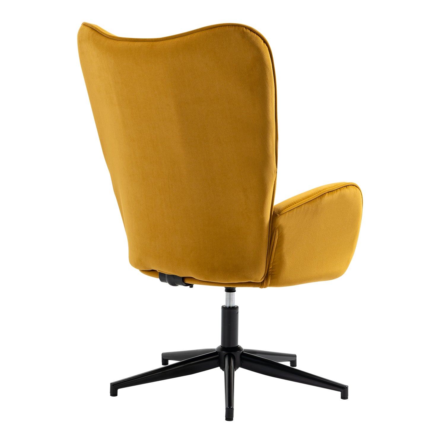 Chaise de relaxation, fauteuil de salon avec accoudoirs, pivotant à 360 degrés, en tissu jaune, pieds en métal noir - LINDELOF TURMERIC