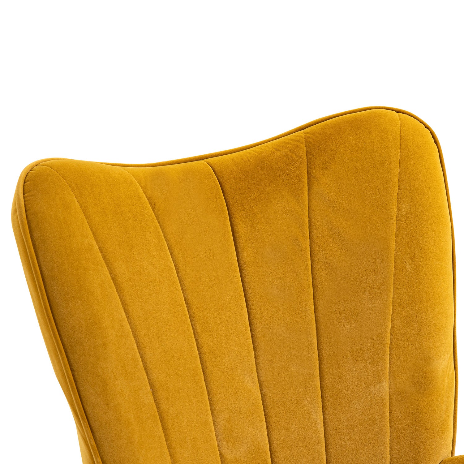 Relaxation chair, living room armchair with armrests, 360 degree swivel, in yellow fabric, black metal legs - LINDELOF TURMERIC