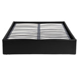 2-seater storage bed (140x190) with Scandinavian-style slatted base in black imitation leather - MAJESTY 140 BK