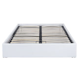 2-seater storage bed (140x190) with Scandinavian-style slatted base in white imitation leather - MAJESTY 140 WH