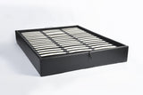 Scandinavian storage bed 160x200cm in black imitation leather with slatted base - MAJESTY 160 BK